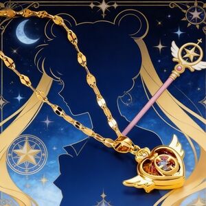 Collectible 18K Sailor Moon Cosmic Heart Compact Necklace